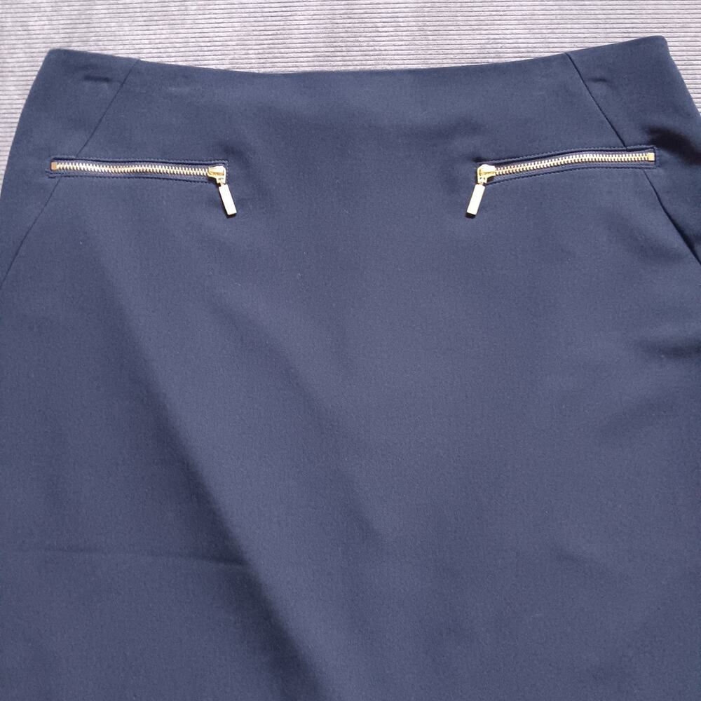 Tommy Hilfiger Pencil Skirt Zipper Pockets Above Knee Career Navy Size 12 - Picture 2 of 9